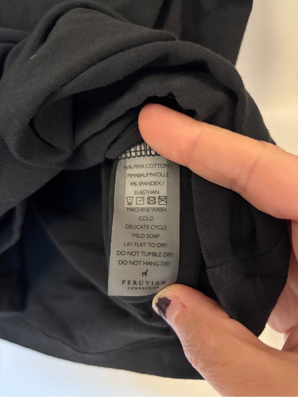 Peruvian Connection Cyprus Black Ruched Top Drape Wrap-Style Elevated Basic Soft - Picture 7 of 7